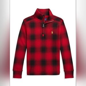 Ralph Lauren Boy's Checked Cotton Interlock Quarter-Zip Pullover Sz 3/3T NWT
